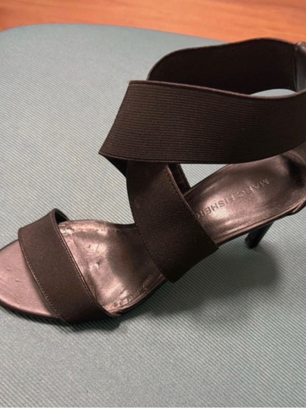 Marc Fisher Black Elastic Crisscross High Heel Sandal